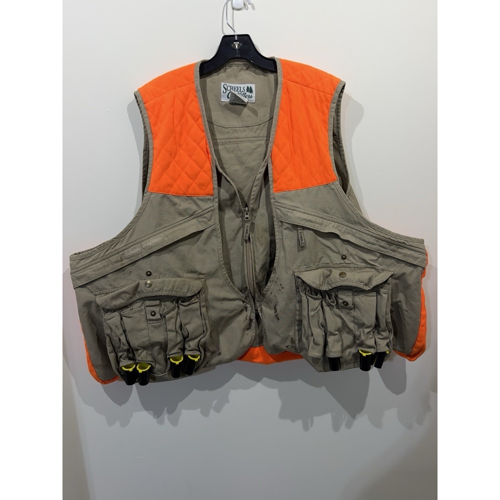 Scheels Outfitters Hunting Shooting Vest Men's XL  Blaze Orange Tan  Read Desc